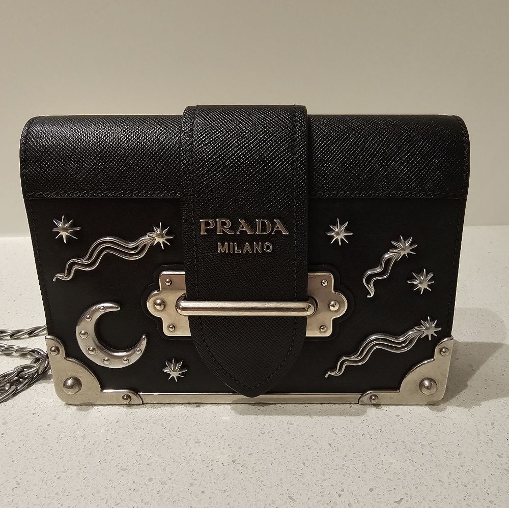 Prada Cahier Astronomy Stars Bag Black Silver